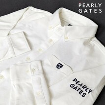 ★新品正規品 PEARLYGATES/パーリーゲイツ スーピマストレッチツイル 長袖ボタンダウン プルオーバーカットソーsize5(L)_画像1