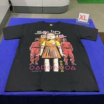 SR2C1. デザインTシャツ　XLサイズ　SQUID GAME ① イカゲーム　半袖 黒_画像2