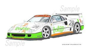 イラスト フェラーリ F40 LM A4サイズ 額入り