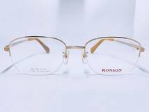 7B25 メガネ メガネフレーム 眼鏡 RONSON ロンソン ブランド チタン 軽量 20g ハーフリム 金属 メンズ 男性 女性 レディース シンプル 金色_画像2