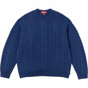 新品 Supreme 23AW Applique Cable Knit Sweater シュプリーム アップリケ ケーブル ニット セーター Navy ネイビー 紺 M Medium