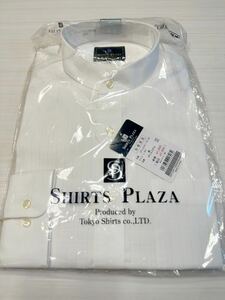(送料無料)新品未使用品 SHIRTS PLAZA メンズ 長袖スタンドカラー ワイシャツ☆サイズ L 裄丈84㎝、エリ回り41.5㎝、肩幅51㎝、胸回り122㎝