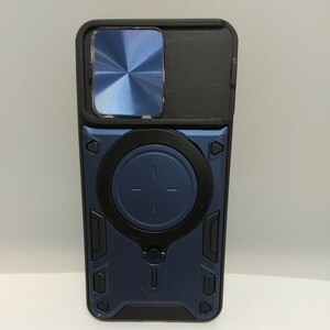 y120103fm iPhone14 Pro カメラ保護 ケース リング付き 青 スライド カバー スタンド 耐衝撃 