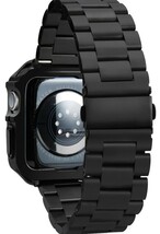 y121501fm コンパチブル Apple Watch バンド 42mm 44mm 45mm ブラックマット ステンレス 鋼時計 ベルト ポリッシュ 仕上げ_画像2