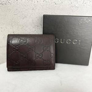 【贅沢品の極み】GUCCI グッチ　カードケース　名刺入れ　定期入れ　GG シマ　レザー　本革　ブラウン　総柄　