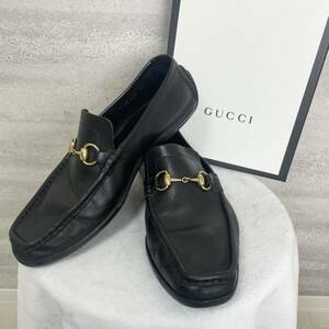 【足元に高級感を】GUCCI グッチ ローファー　ホースビット　レザー　本革　ビットローファー ブラック　ゴールド