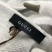 【新品未使用品】GUCCI グッチ　ストール　ウール　GG 総柄　グレー　リバーシブル　フリンジ_画像4