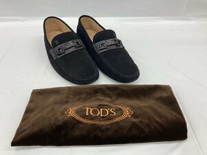 TOD'S トッズ ドライビングシューズ スエード 黒 8 1/2【BLAV8024】