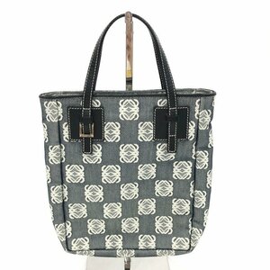 LOEWE　ロエベ　アナグラム　キャンバス×レザー　トートバッグ【BLACA017】