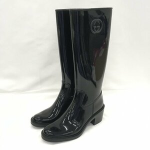 GUCCI グッチ ロングブーツ 37 ラバー 黒 保存袋あり【BLAG7033】