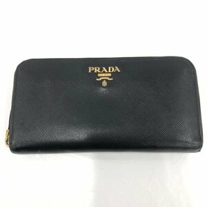 PRADA プラダ サフィアーノ 箱付き レザー ジップアラウンド 長財布 ラウンドファスナー ブラック 1ML506 レディース 【BLAS6001】