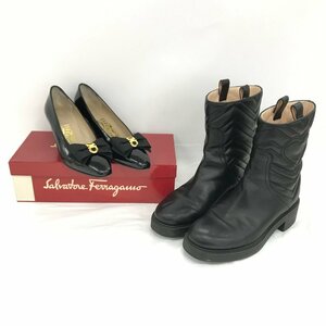 Salvatore Ferragamo サルヴァトーレフェラガモ パンプス GUCCI グッチ ブーツ 2点まとめ 【BLBB4004】