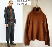 2019 美品マーガレットハウエル☆LOOKBOOK掲載 ウールカシミヤ タートルネックニット2 オレンジ★35200円_画像1