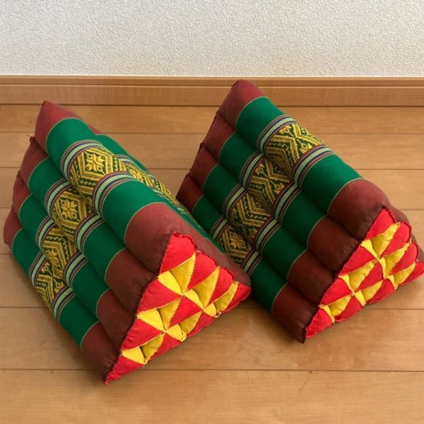 ◆◇Handmade Asian pattern cushion triangular pillow set of 2 C (shipping included)◇◆, cushion, General, others