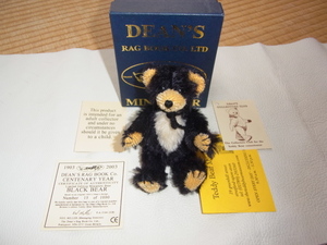 ■未使用 共箱付 2003年 1000体限定！イギリス ディーンズ・ラグ・ブック社（Dean’s Rag Book Co.）Dean's Rag Book Co.ltd Mini Bear 黒