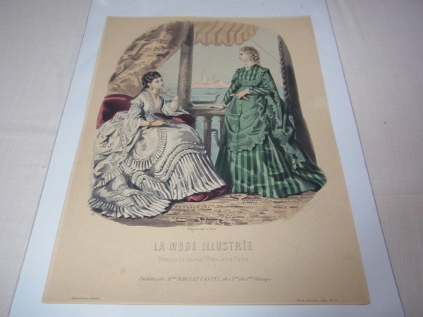 美品希少 1872年(明治4年)銅版画■フランス ファッション誌『La Mode illustree（ラ・モード・イリュストレ）』No.51 ファッションプレート