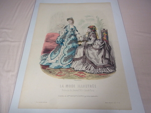 美品希少1873年(明治6年)銅版画■フランス ファッション誌『La Mode illustree（ラ・モード・イリュストレ）』No.26 ファッションプレート