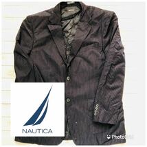 ビッグサイズ　ノーティカ　NAUTICA XLくらい　ウール　ストライプ　テーラードジャケット　ネイビー_画像1