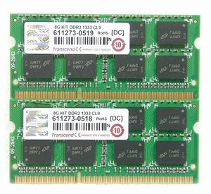 Transcend DDR3-1333 PC3-10600 4GB×2枚　合計8GB　ノートPC用　メモリ