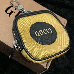 本物 正規店購入 美品 グッチ GUCCI オフザグリット コインケース ミニポーチ キーホルダー キーリング ポーチ 銭入れ 財布 キーケース