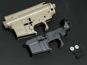 東京マルイ系 M4/M16 スタンダード電動ガン用 メタルフレーム TAN/BK　検索：メタルレシーバー/ロア/アッパー