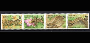 ノーフォーク島 1996 絶滅危惧種/トカゲとヤモリ 4種