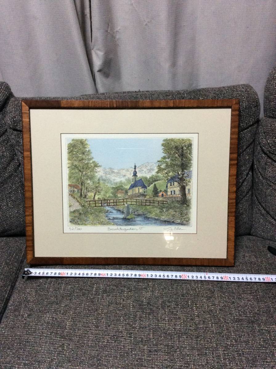 Authentic Yoshio Oda Copperplate Print Berchtesgaden VI Berchtesgaden VI Framed Copperplate Landscape Painting 52/300 Print Lithograph Painting Handwritten Signature, artwork, print, copperplate print, etching