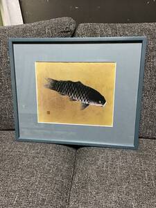 Art hand Auction 鯉 水彩画 日本画 作者不明 2枚 額装, 絵画, 水彩, 動物画