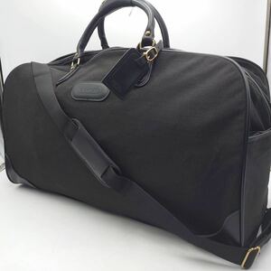 1円 【特大・美品】コーチ COACH ボストンバッグ ショルダーバッグ 旅行カバン ナイロン レザー 革 ブラック 黒