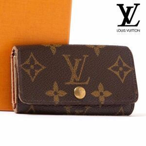 【中古良好品】LOUIS VUITTON ルイヴィトン モノグラム キーケース ミュルティレクレ4 4連キーケース 1本欠けあり メンズ レディース