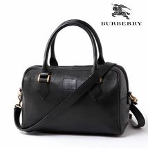 ★極美品★一スタ BURBERRYバーバリー ショルダーバッグ ハンドバッグ ボストンバッグ ミニボストン レザー メンズ レディース 807-00453_画像1