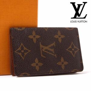 【美品】一スタ LOUIS VUITTON ルイヴィトン カードケース 名刺入れ ポシェット カルト ヴィジット モノグラム レザー ブラウン メンズ 