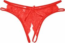 ☆ セクシー オープン クロッチ ショーツ ☆ レディース 穴あき 総レース パンツ パンティ Tパック 可愛い 下着 赤 y45_画像9