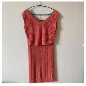 snidel クロシェニット セットアップ サーモン ピンク