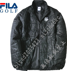 ■新品【FILA GOLF】フィラゴルフ 全体ロゴ 中綿保温フルZIPジャケット■BK/L