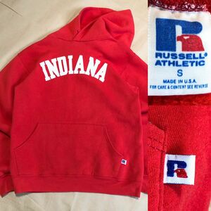 90s アメリカ製 RUSSELL ATHLETIC パーカー S スウェット INDIANA プリント カレッジ