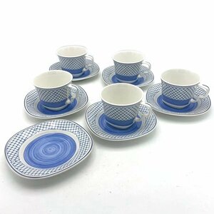 Noritake/ノリタケ カップ＆ソーサー 5客セット ブルーチェック 食器 コーヒーカップ