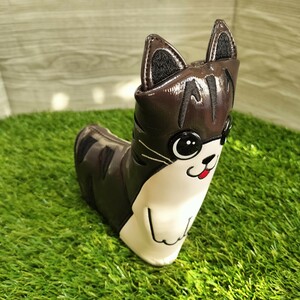 ゴルフヘッドカバーパターカバーピンタイプ用茶猫