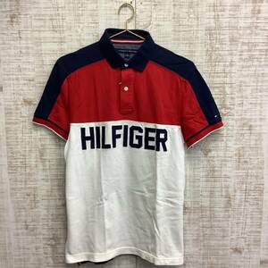 A344◇TOMMY HILFIGER｜トミーヒルフィガー　ポロシャツ　ホワイト×ネイビー サイズS/P