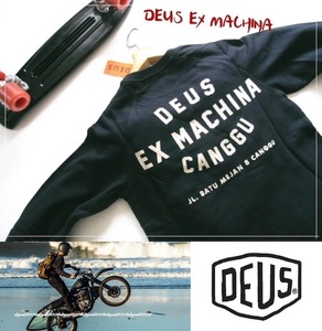 【DEUS EX MACHINA デウス エクス マキナ】サーフ＆バイク 新品 チャングー スカル ロゴ トレーナー 黒 M!!　ロンハーマン扱いブランド