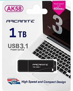 新品未開封 ARCANITE USBメモリ 1TB USB 3.1 超高速、最大読出速度400MB/s、最大書込速度200MB/s