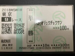 ★2018-11-3 南武特別 オジュウチョウサン単勝馬券東京競馬場現地的中