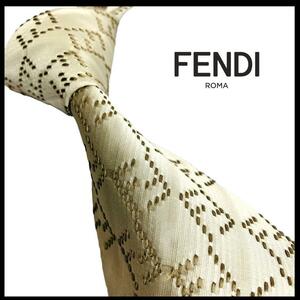 ◆美品◆ FENDI フェンディ ネクタイズッカ ロゴ FF シルバー 総柄
