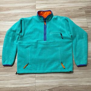 90s Patagonia パタゴニア グリセード プルオーバー エメラルドグリーンｘオレンジ フリース レトロカーディガン USA ビンテージ スナップT