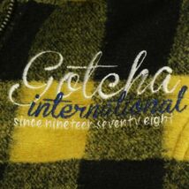 GOTCHA ガッチャ ロゴ刺繍★ 2WAY!! フード着脱可 ブロックチェック フーディー ジャケット ブルゾン Sz.M位　メンズ 黄 黒　C3T10971_B#N_画像3