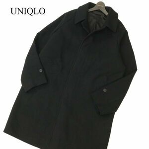 22AW★ UNIQLO ユニクロ 秋冬 比翼★ シングルブレスト ステンカラー コート Sz.XL　メンズ 黒 大きいサイズ ビジネスにも　C3T10805_B#N