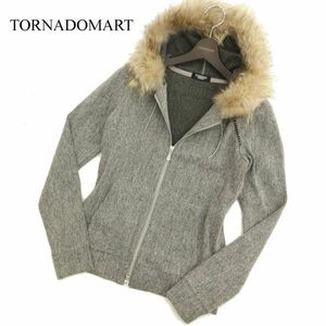 TORNADOMART トルネードマート 秋冬 リアルファー★ ダブルジップ ニット パーカー Sz.M　メンズ グレー 日本製　C3T10964_B#N