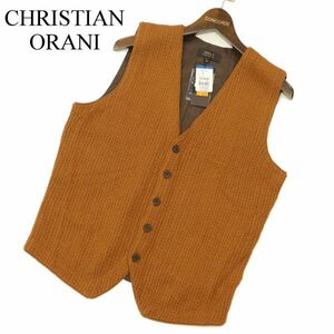 【新品 未使用】 CHRISTIAN ORANI クリスチャンオラーニ ウォッシャブル ウール★ 切替 ニット ベスト ジレ Sz.M　メンズ　C3T11073_B#N