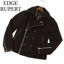 EDGE RUPERT ルパート ユニオンジャック★ 羊革使い ウール Pコート風 ライダース ジャケット ブルゾン Sz.M　メンズ　C3T11083_B#N_画像1