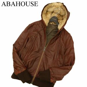 ABAHOUSE アバハウス 【羊革 リアル ラム レザー】 ボア使い フーディー パーカー ジャケット ブルゾン Sz.3　メンズ　C3T11053_B#N